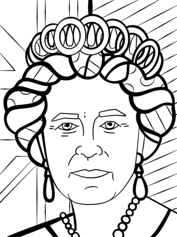 Queen Elizabeth By Romero Britto Coloring Page